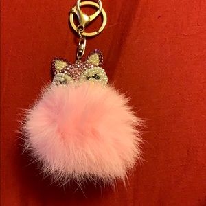 rabbit fur cat key chain